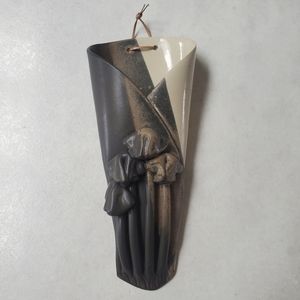 Vintage Hilborn Pottery Wall Pocket with Mushrooms Handmade Studio Piece Canada